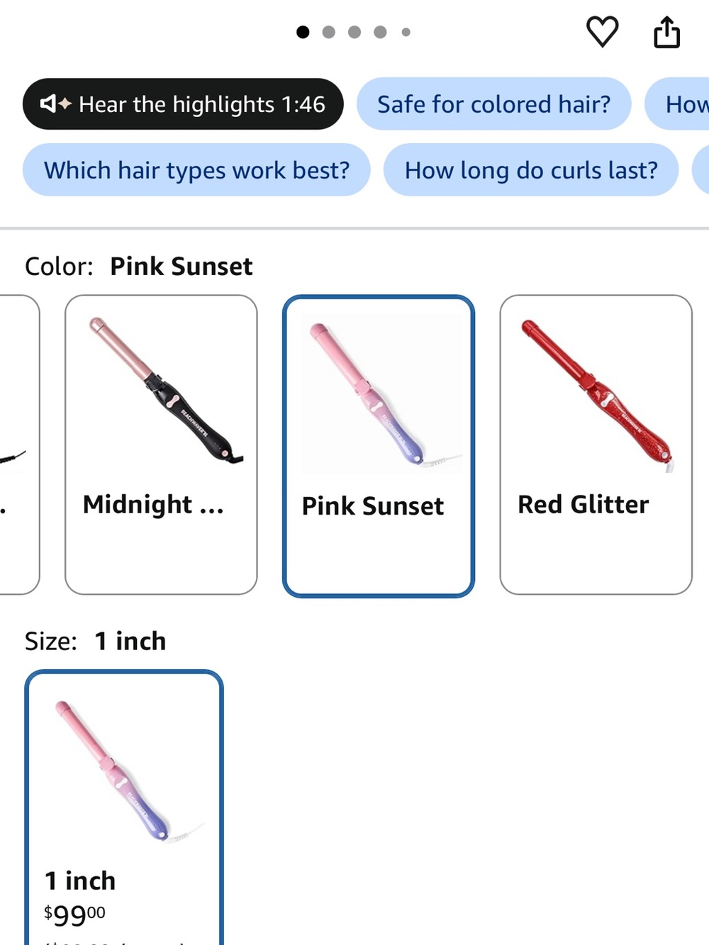 The Beachwaver Co. Pink Sunset 1" Curling Wand